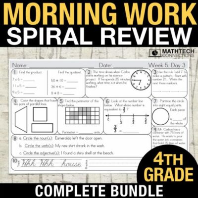 4th grade math spiral review morning morning work or homework. review all common core math standards