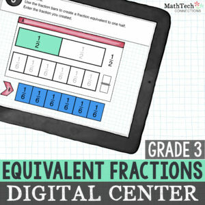 Digital Interactive Equivalent Fractions Practice for Third Grade Math Centers