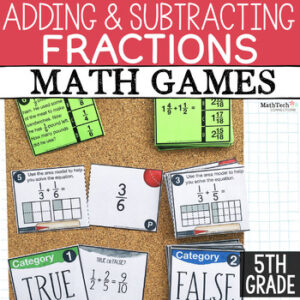 Fractions Fifth Grade Math Activities for Math Centers. Math Sorts to Practice Adding and Subtracting Fractions.