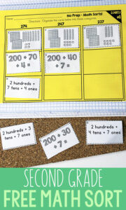 2nd Grade Math Activity - Free Second Grade Math Sorting Activity - Perfect math center or test prep review
