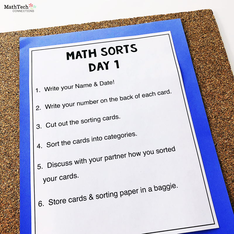 Directions for Math Sorts - How to complete math sorting activities in your classroom. Math Talk activities are perfect for math vocabulary practice and discussions 