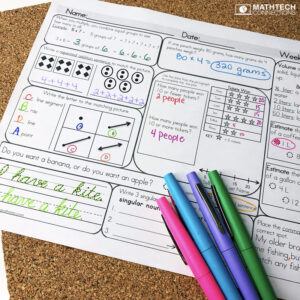 3rd grade spiral review - daily math review, includes grammar and cursive practice. Review all 3rd grade math standards. Use as morning work, homework, math warm-ups, or math centers.