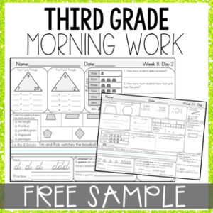 FREE sample 3rd Grade Morning Work to Spiral Review all third grade math standards.