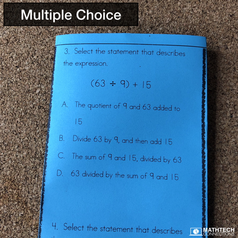 Multiple Choice Guided Math Resources - Free Sample Common Core Test Prep and Guided Math Workshop practice