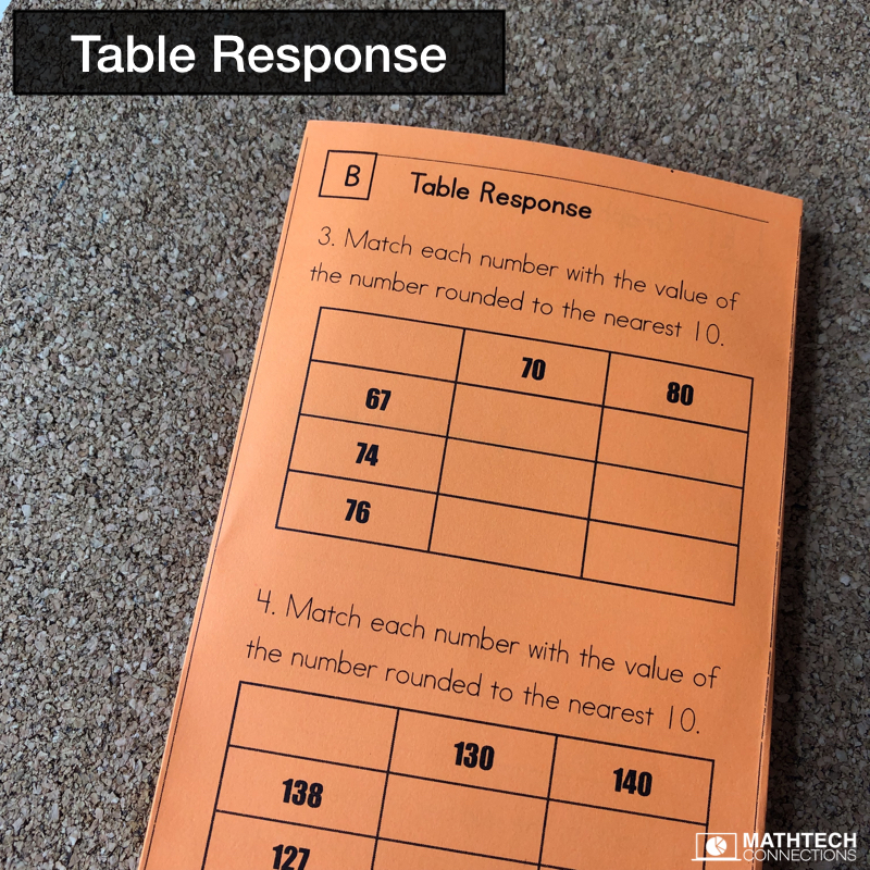 Table Response Guided Math Resources - Free Sample Common Core Test Prep and Guided Math Workshop practice