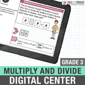 paperless third grade division activities for math centers