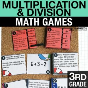 third grade division activities for math centers