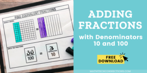 Free fractions printable. 4.NF.5 : I can change a fraction with denominator 10 to an equivalent fraction with denominator 100 in order to add the two fractions.