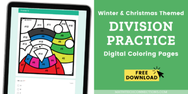 Free Winter and Christmas Math Coloring Pages - Division Practice with Google Forms digital coloring