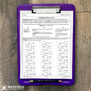 Multiplication Patterns Worksheets and Activities, Practice multiplication facts, 3rd grade guided math mini-lessons and task cards