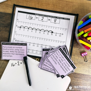 Guided Math lessons for teaching division in third grade. Hands on math lessons to use with small group or digital math activities included for digital guided math.