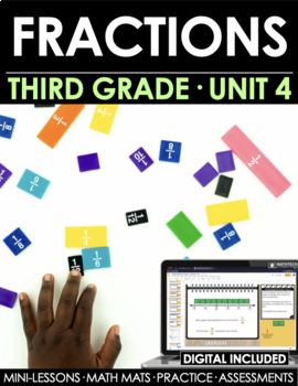 3rd grade guided math curriculum - digital and print - fractions unit 4 bundle