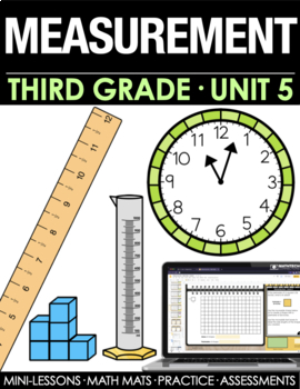 3rd grade guided math curriculum - digital and print - measurement unit 5 bundle
