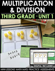 3rd grade guided math curriculum - digital and print - multiplication and division unit 1 bundle