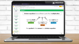 Digital Math Mini-Lessons to introduce division concepts in third grade. Editable text. Start your math block with these editable and interactive math lessons