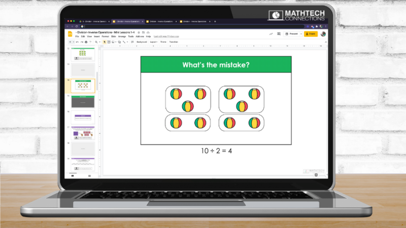 Digital Math Mini-Lessons to introduce division concepts in third grade. Editable text. Start your math block with these editable and interactive math lessons