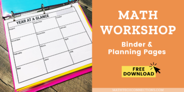 Math Workshop FREE binder organization and planning pages for third, fourth, and fifth grade guided math