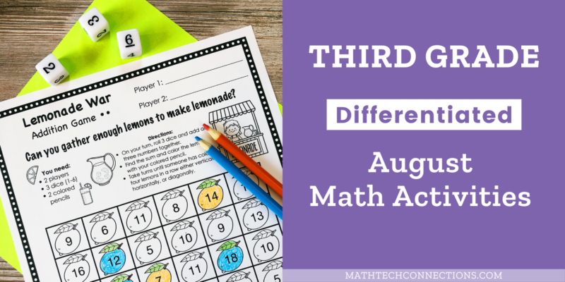 back to school 3rd grade august math activities for the first week fo school - review 2nd grade math activities for third graders - third grade back to school math activities