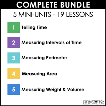 3rd grade guided math curriculum - unit 5 measurement bundle - print and digital math resources