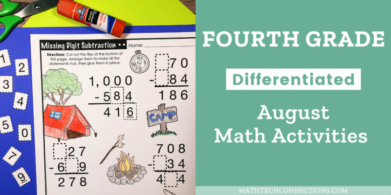 back to school 4th grade august math activities for the first week fo school - review 3rd grade math activities for fourth graders - fourth grade back to school math activities