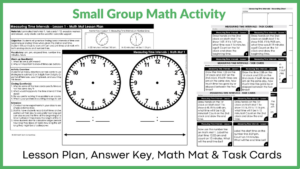 small group math activity for telling time third grade - guided math lessons - telling time math mat and task cards