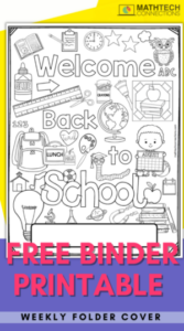 free back to school freebie coloring page - binder cover