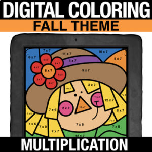 Fall Autumn Halloween Math Activities - Digital Coloring Multiplication Facts | 3rd Grade | 4th Grade | 5th Grade