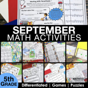 monthly math activities for 5th grade - september