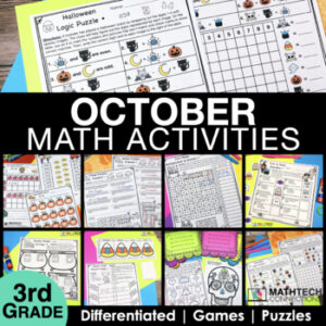 3rd grade halloween october monthly math activities