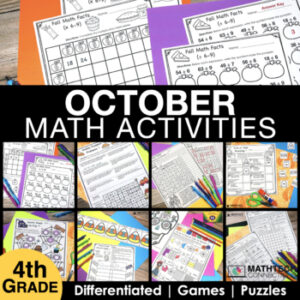 4th grade halloween october monthly math activities