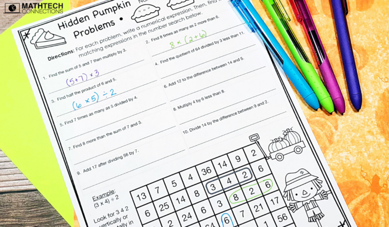 5th grade halloween math activities and worksheets