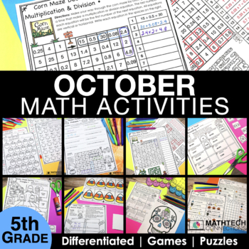 5th grade halloween october monthly math activities