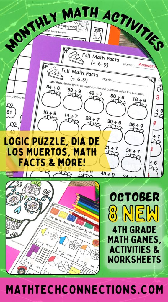 4th Grade Fall & Halloween Math Activities for Elementary