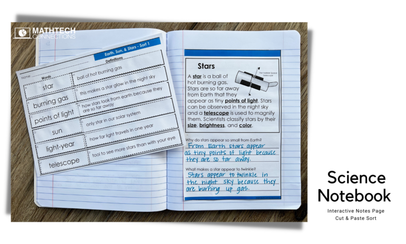 3rd Grade Interactive Science Notebook - Earth, Sun, and Stars Unit with 7 days of lessons - Editable Science PowerPoint Lessons