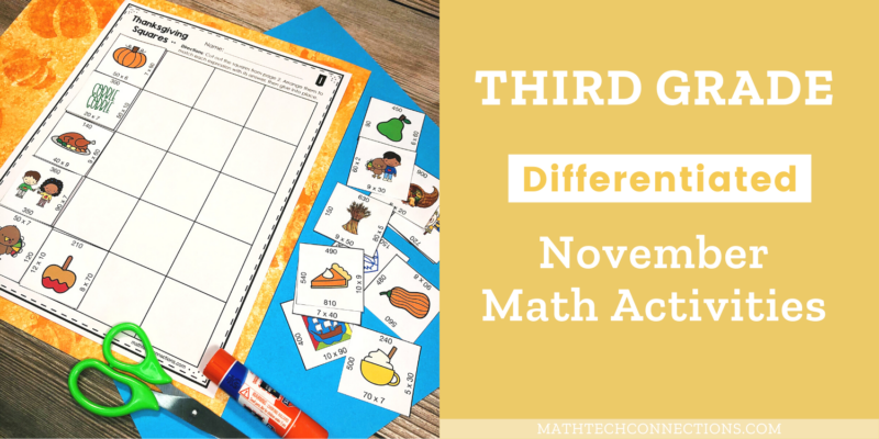 3rd grade math activities for November - November math games, math projects, math review, math riddles, math coloring pages