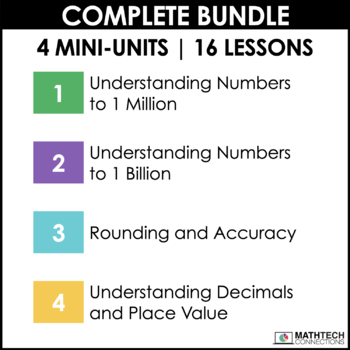 4th grade guided math curriculum - unit 2 - place value - complete bundle lessons and math activities