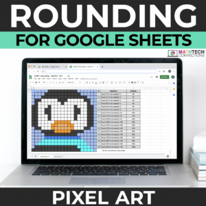 Winter Math Activities for Elementary Students - Place Value Rounding Pixel Art for 3rd Grade