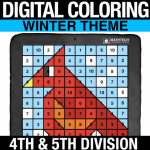 Winter Holiday Math Activities for Elementary - Digital Coloring: Long Division for 4th & 5th Grade