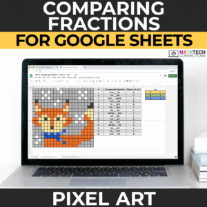 Winter Holiday Math Activities for Elementary Students - Comparing Fractions Pixel Art for 4th Grade