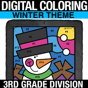 Winter Holiday Math Activities for Elementary - Digital Coloring: Division for 3rd Grade