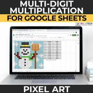 Winter Holiday Math Activities for Elementary Students - Multi-Digit Multiplication Pixel Art for 4th Grade