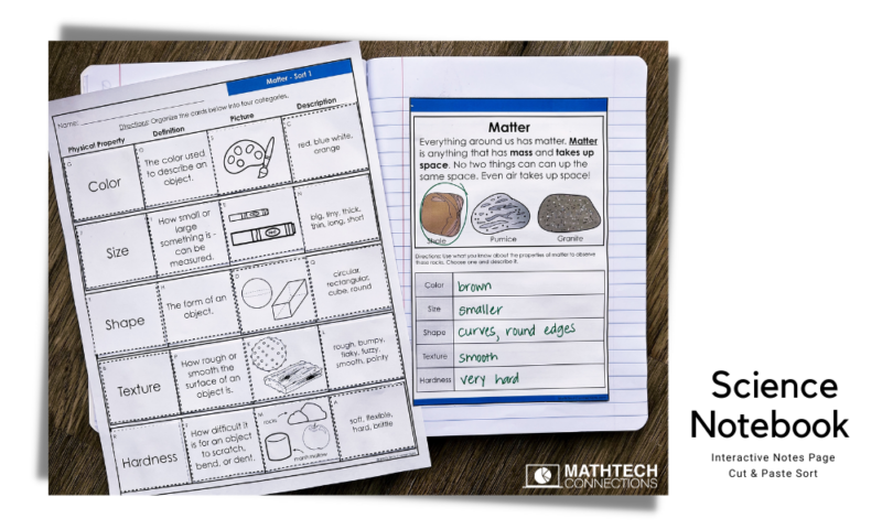 3rd Grade Science Matter Activities - interactive science notebook - science stations