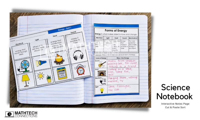 Forms of Energy 3rd Grade Science Interactive Notebook - Science Centers Third Grade