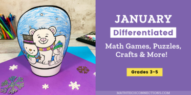 January math Activities for third, fourth, and fifth grade - New Years math activity craft