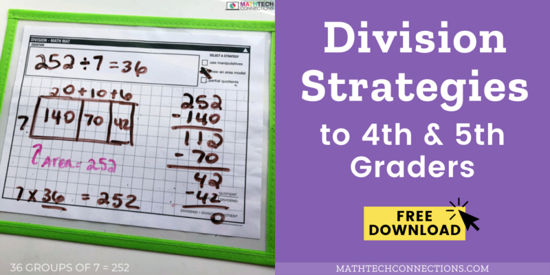 Division Strategies for 4th graders and 5th graders - area model