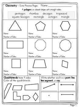 free third grade geometry vocabulary worksheets