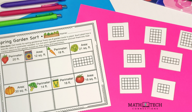 Area and Perimeter Sorting Activity - March Day Math Activities, Spring Math Centers, March Morning Work or Early Finisher Activities