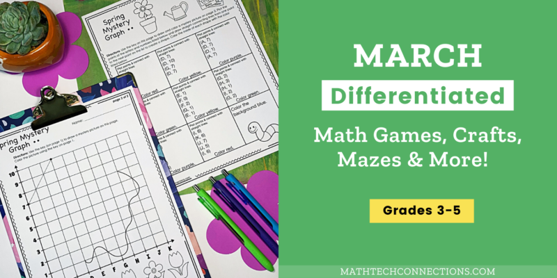 March, St. Patrick's Day Math Centers, Spring math activities for 3rd, 4th, and 5th graders