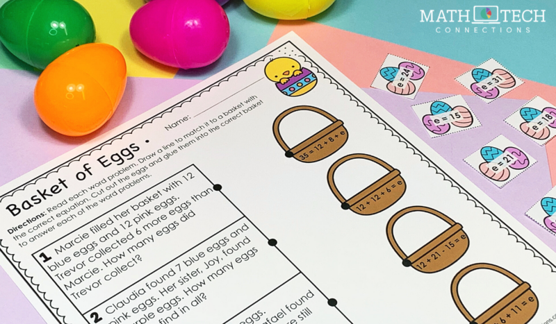 Easter Egg Basket Cute Math Word Problems Worksheet Activity Elementary 3rd 4th 5th