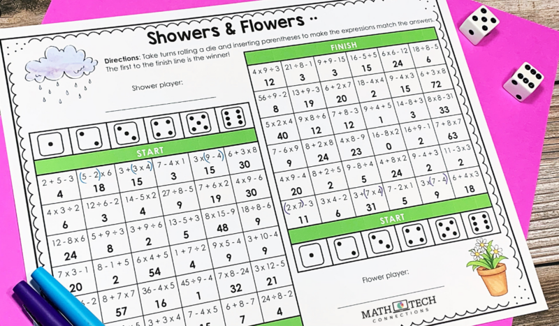 Showers & Flowers Fun April Themed Math Multiplication Worksheet Elementary 3rd 4th 5th